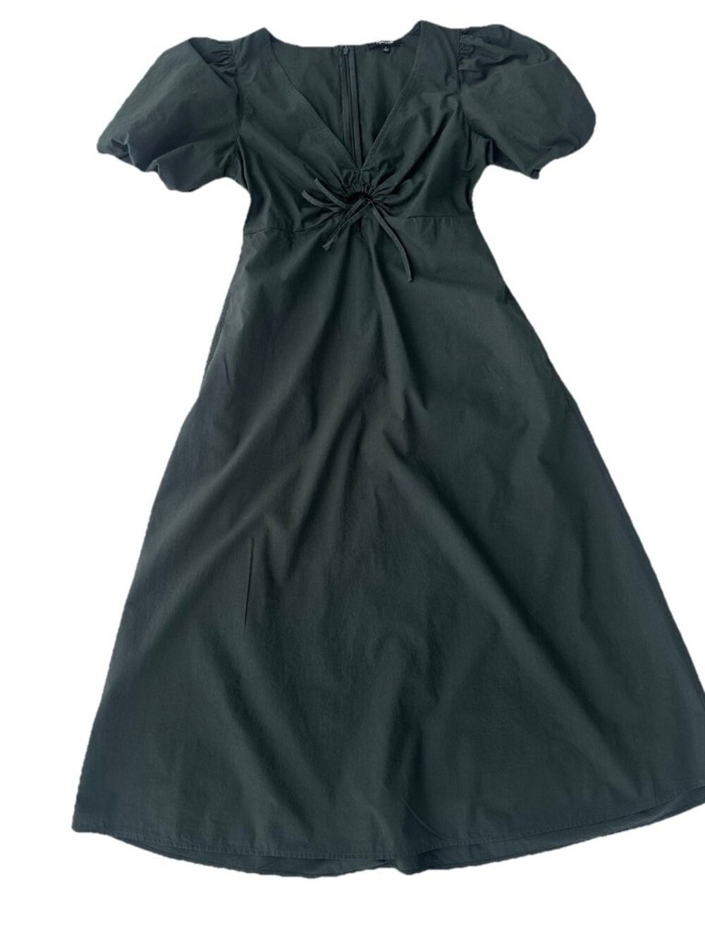 Madewell Poplin Midi Dress Size 6 Dark Palm Green